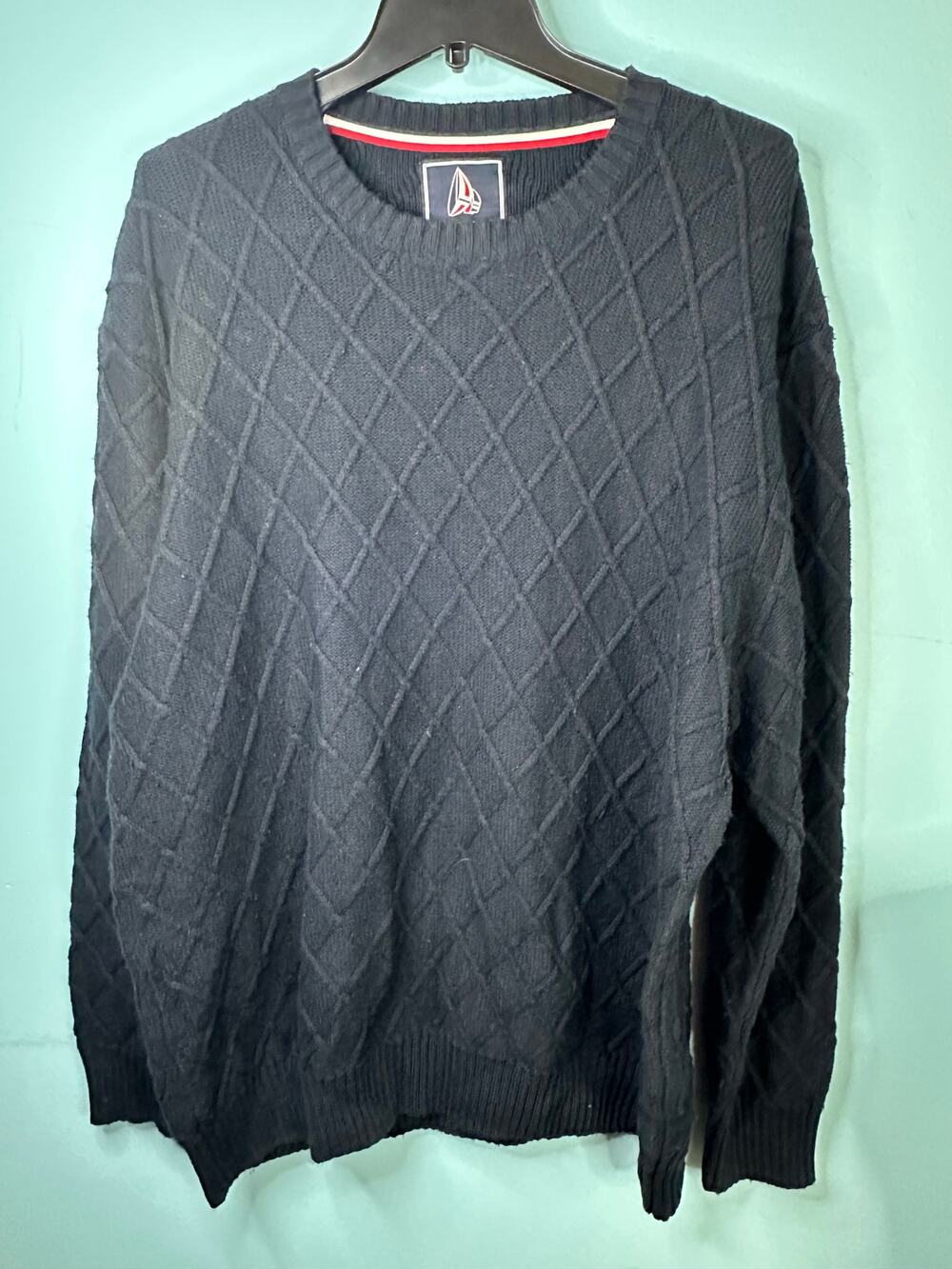 Andrew James "Sailing" brand sweater, Men's Navy fisherman wool blend size XXL